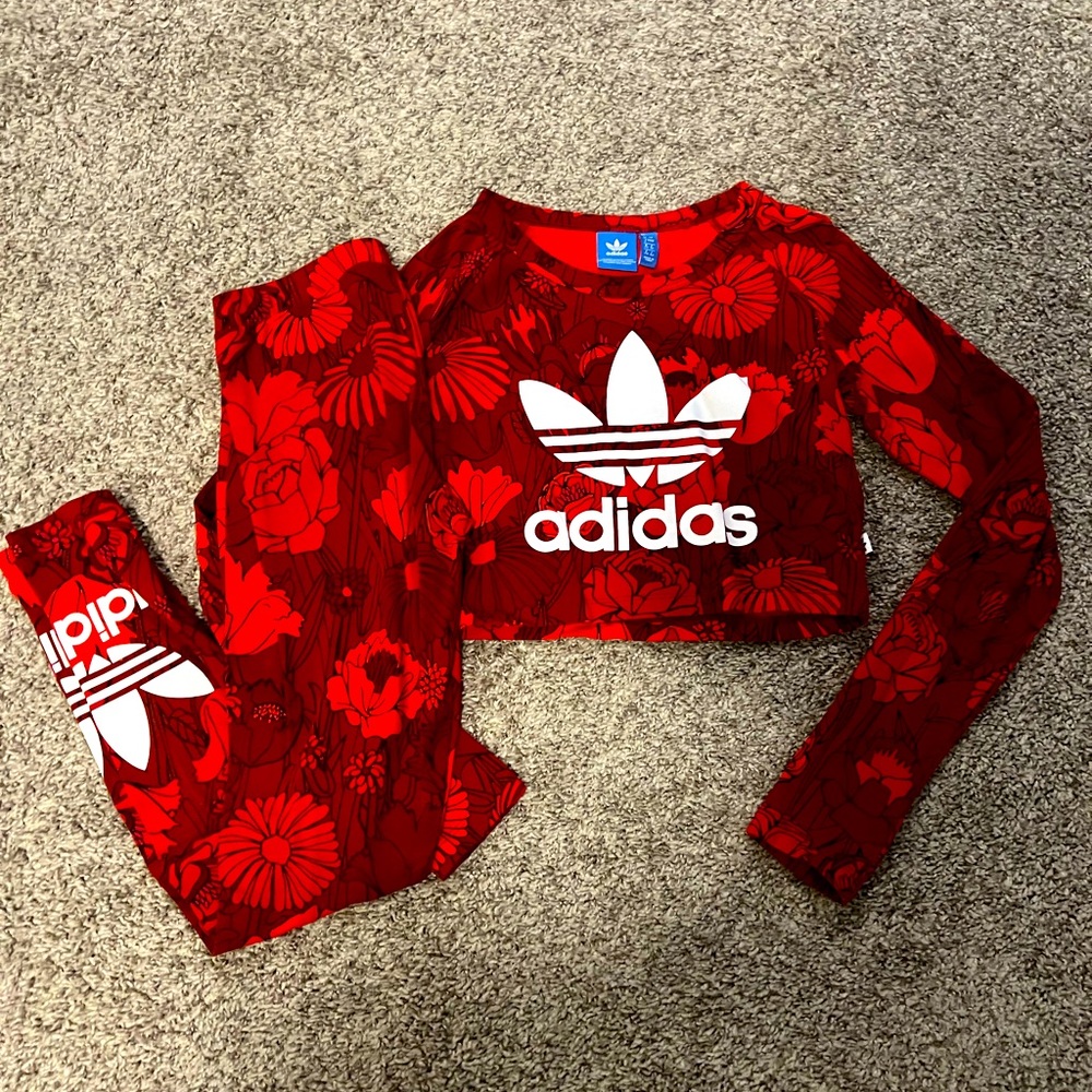 Adidas Red Flower Outfit